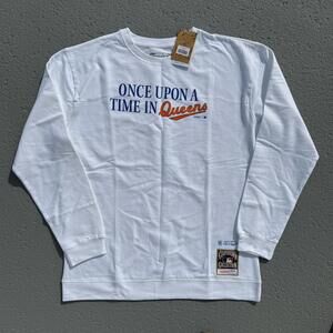 Men’s Mitchell & Ness Queens New York Mets Fleece Pullover Sweatshirt White 2XL